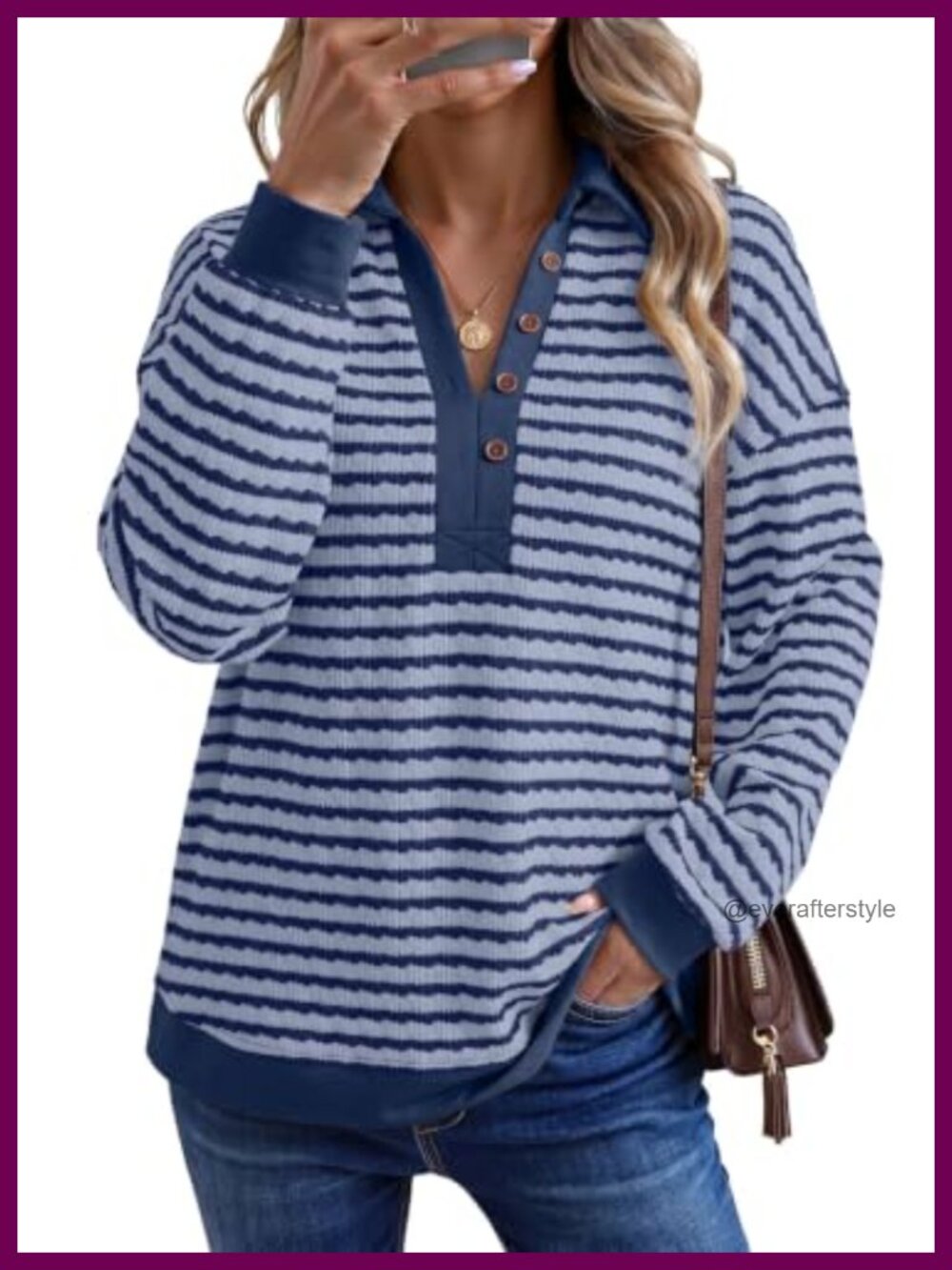 Oversized Lightweight Henley Neck Sweatshirt Mock Neck Pullover Women